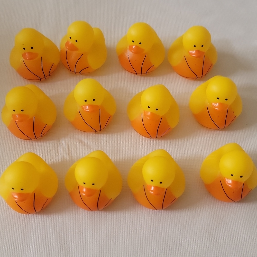 12 Mini Basketball Rubber Duckies - Party, Treasure Box ~ 1 1/2 Inch Ducks